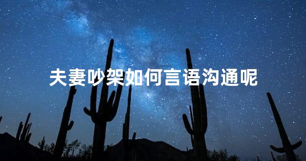 夫妻吵架如何言语沟通呢