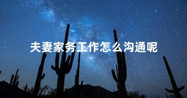 夫妻家务工作怎么沟通呢